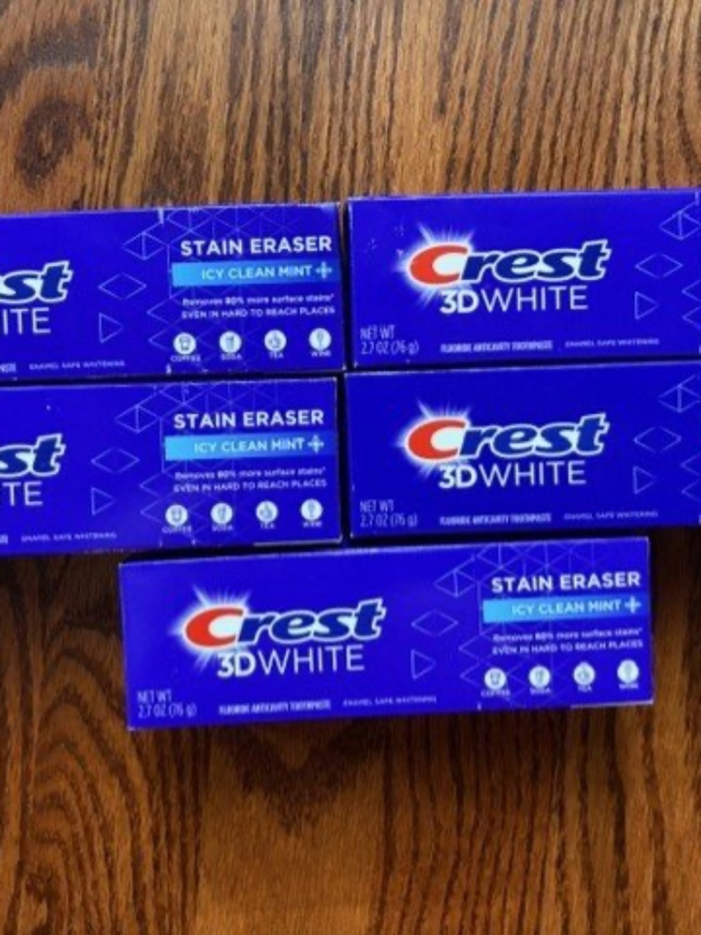Crest 3D White Toothpaste Icy Clean Mint 2.7 oz Pack of 5 NWT